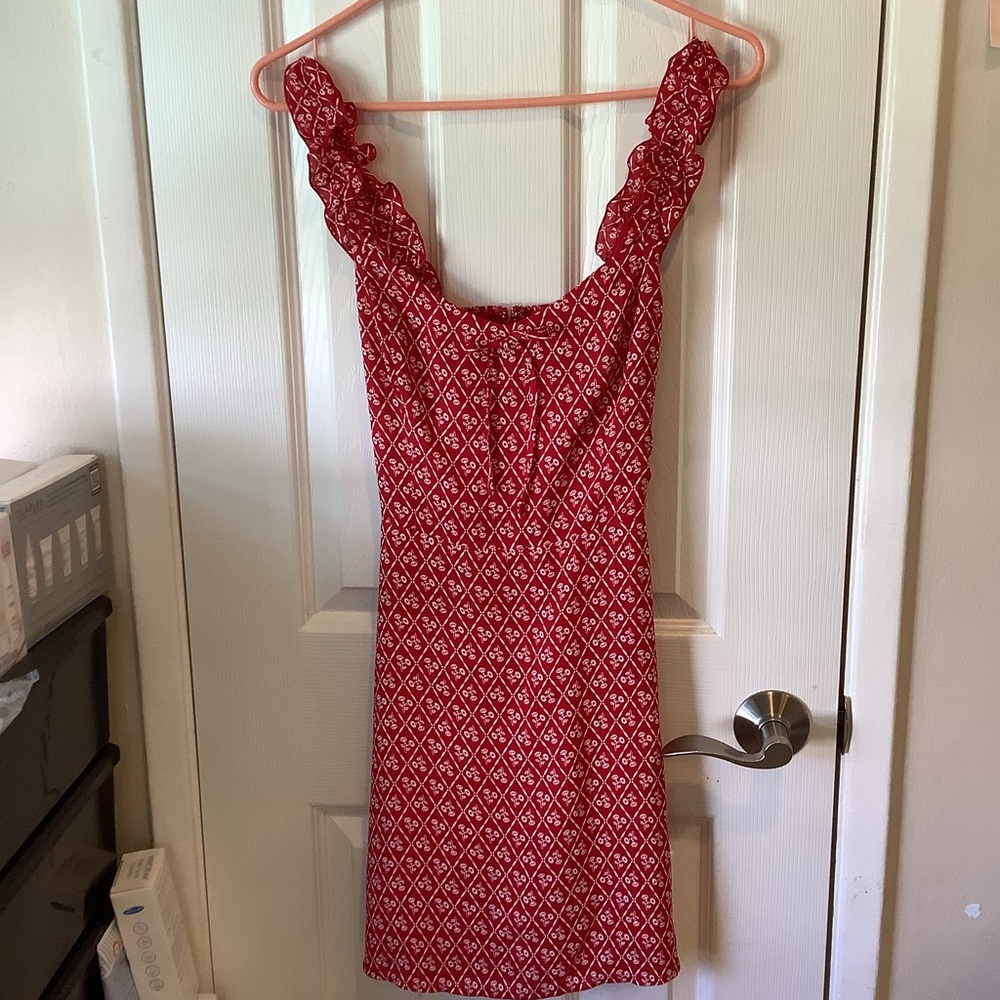 Red Patterned Sleeveless Dress